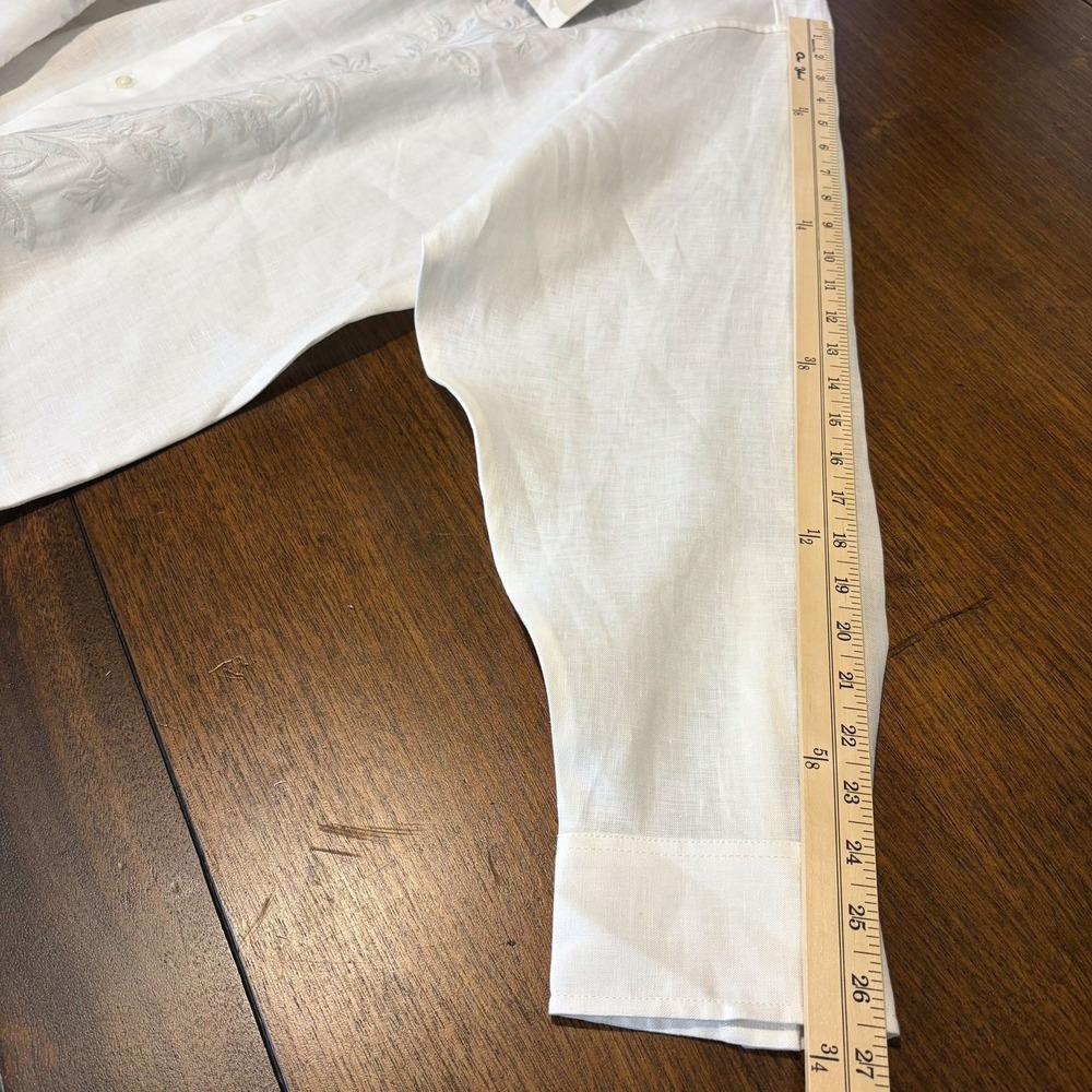 Tommy Bahama NWT Men's Button Up Shirt 2XL White Embroidered Linen Wedding Groom - Picture 15 of 16